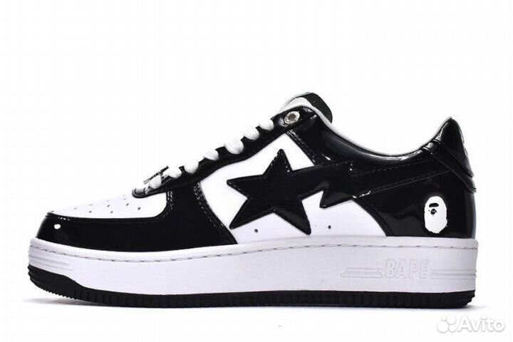 A bathing APE bape STA patent leather black white
