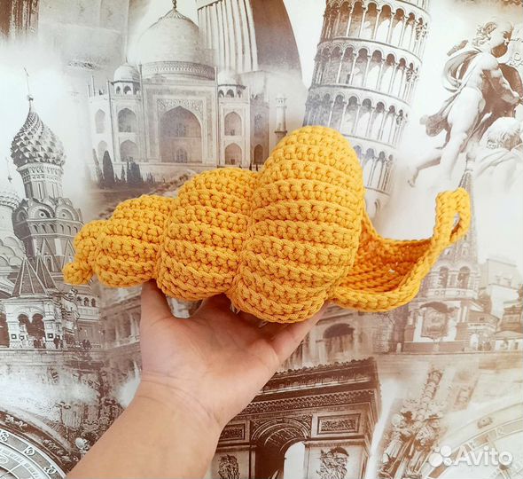 Интерьерная корзина ракушка крючком