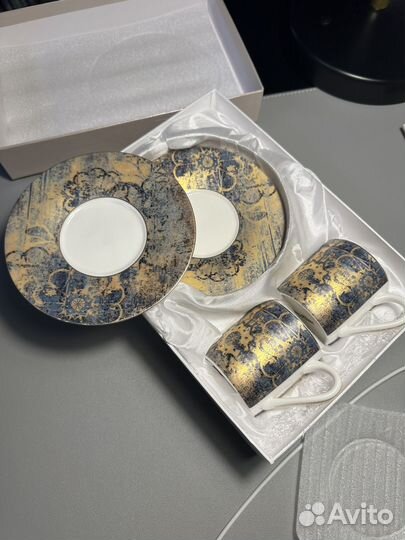 Набор кофейный фарфоровый 2 чашки и 2 блюдца