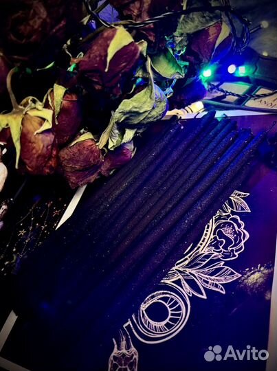 Черные восковые свечи с печной сажей