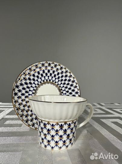 Чайный сервиз ифз Волна кобальтовая сетка
