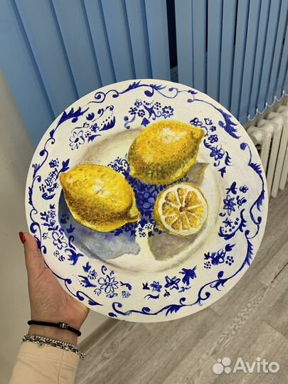 Картина акрилом на холсте лимоны