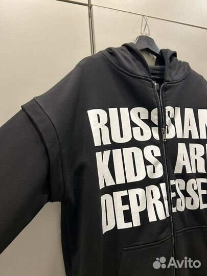 Черное Зип Худи X Depression xcnx Россия Russia