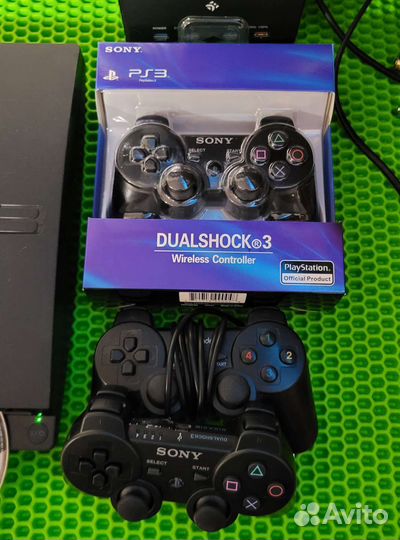 Прошитая Sony PS3 slim 320gb+2джостика+диск