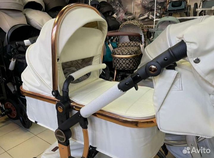 Коляска 2в1 Кожа новый дизайн (шикарная)