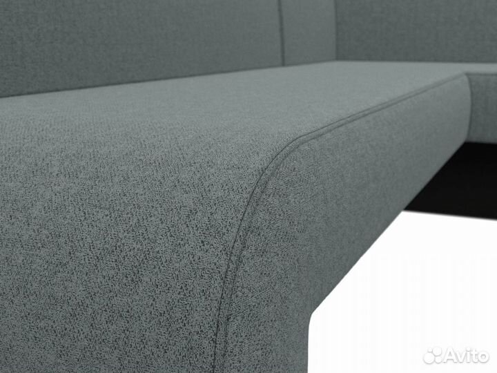 Диван кухонный угловой Кармен правый угол, рогожка, амур серый