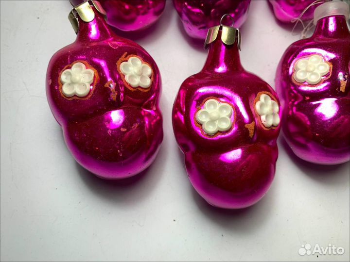 Цена за 8 шт Елочные игрушки совы СССР