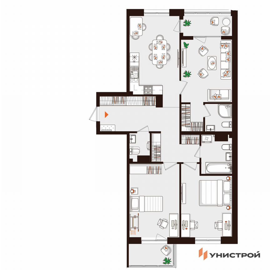 3-к. квартира, 89,9 м², 4/5 эт.