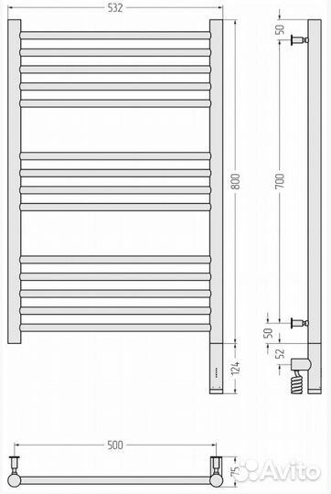 Сунержа Богема 3.0 прямая 800х500 мэм правый Матов