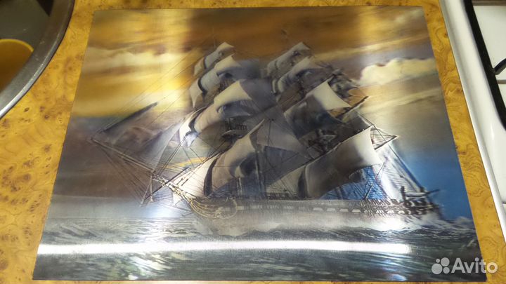 Парусник. Корабль. Картина. Япония. стерео 3Д 3D