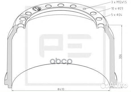 016.403-00A торм.барабан задн.410x220/240 H30