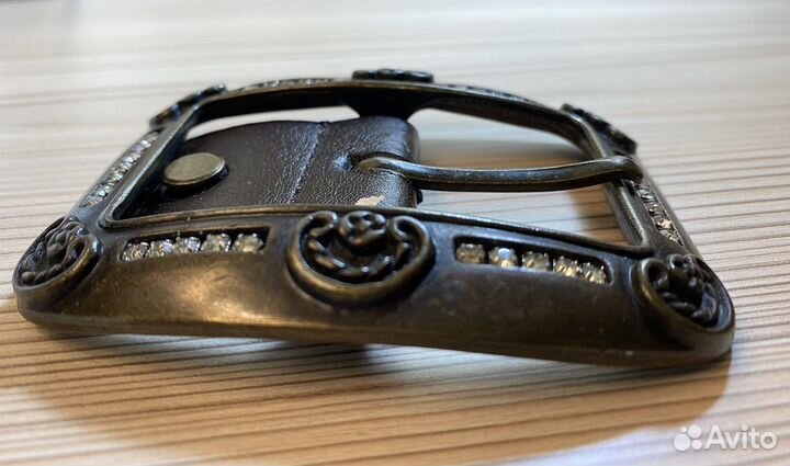Пряжка для ремня латунь винтаж большая стразы