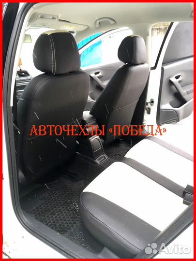 Чехлы Volkswagen Polo 5 Hb из экокожи чёрно-белые