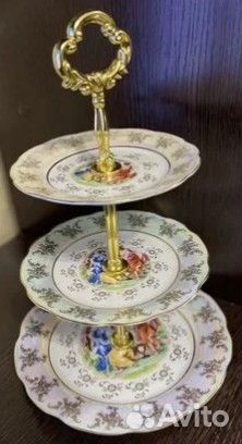 Этажерка фарфоровая для десерта Чехия