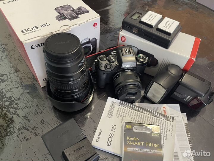 Canon EOS M5 15-45kit + 24-105L + 430ex