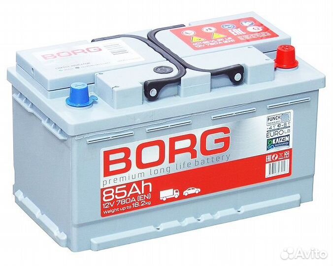 Аккумулятор borg premium 6cт-85 о.п. низ