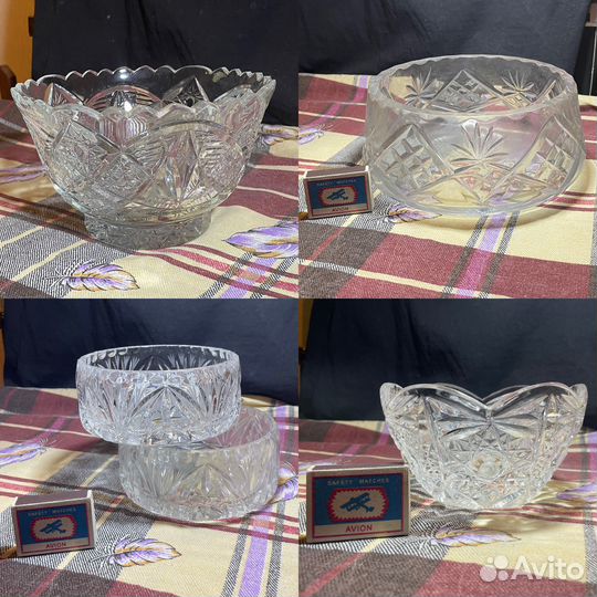 Хрустальная посуда, миски, салатницы, конфетницы С
