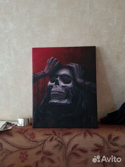 Картина холст акрилом череп