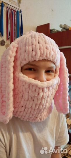 Свяжу шапку балаклаву с ушками