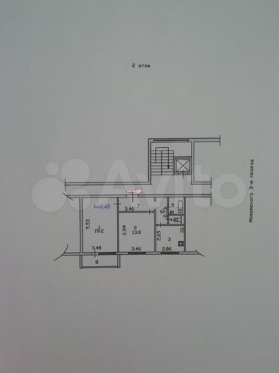 2-к. квартира, 53 м², 2/10 эт.