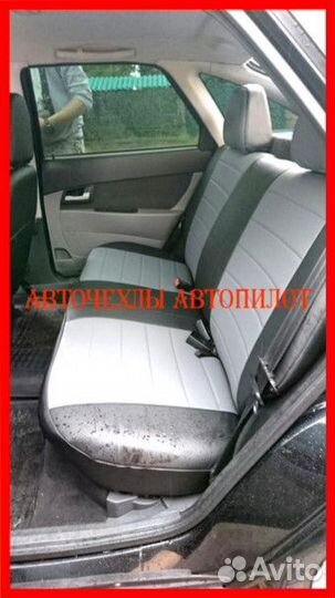 Чехлы Автопилот LADA Priora из экокожи чёрно-серые