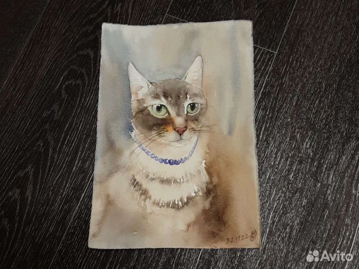 Акварельные картины котик 