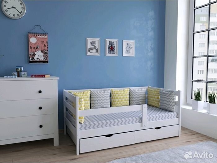 Кроватка высокий борт софа эко берёза для малыша