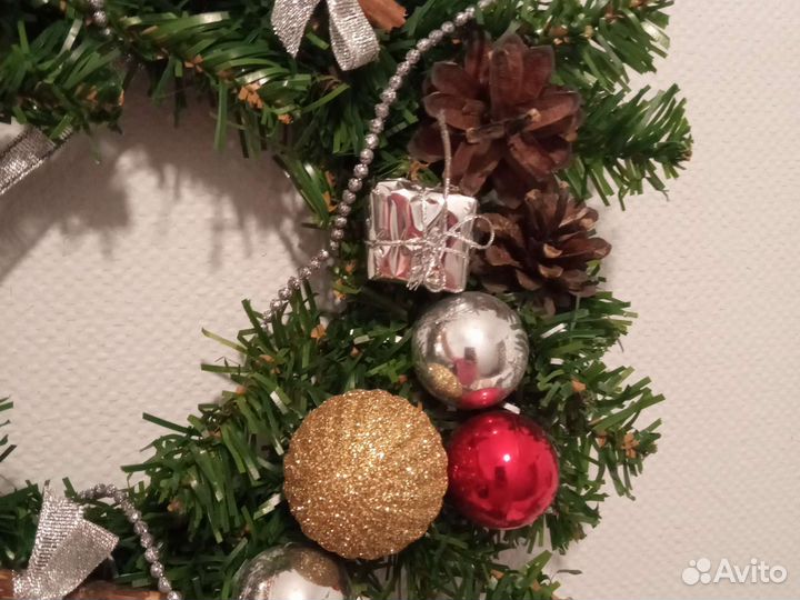 Венок новогодний искуственный 25 см