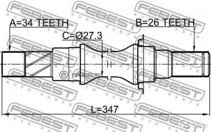 Febest 1012-V200mtrh Полуось правая 34x347x26