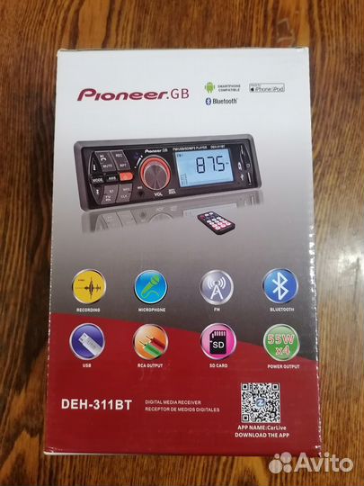 Автомагнитола pioneer 1 din с Bluetooth. SD. USB