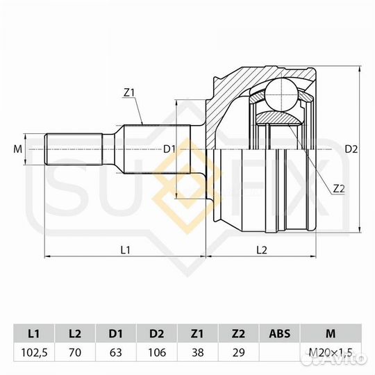 Sufix ST-1114 ШРУС наружный перед прав/лев