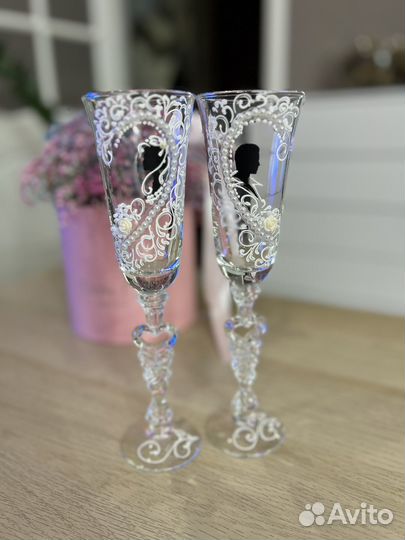 Свадебные бокалы ручной работы
