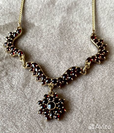 Колье золото гранаты-пиропы