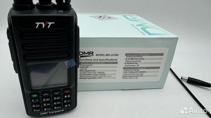 Мощная рация TYT MD-UV390 10W AES256 3600мАч