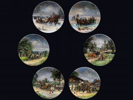 Винтаж полная серия декоративных тарелок Лошадь