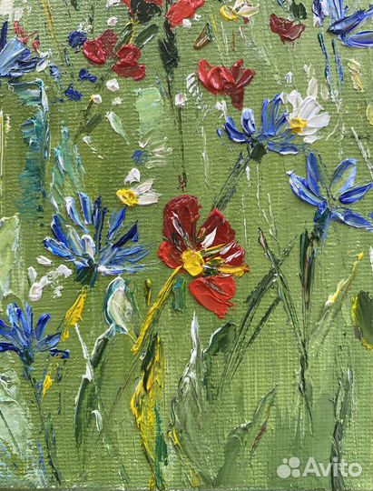 Картина маслом цветы полевые. Маки