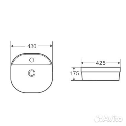 Раковина D&K Quadro 430х425х175 накладная