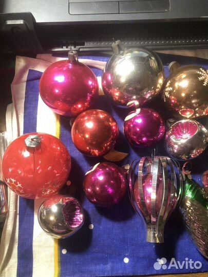 Новогодние игрушки набор из 15 шт.ссср. Стекло