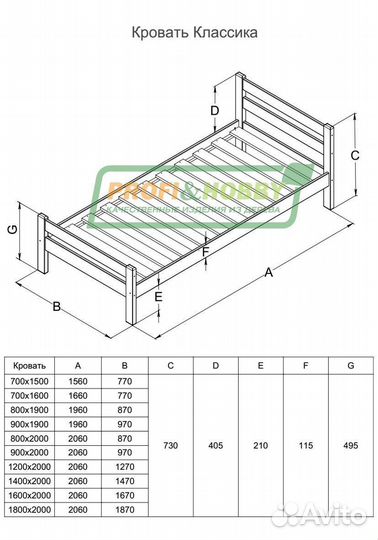 Кровать Классика 1400 х 2000 сосна акрил