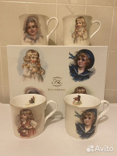 Набор из 4 х чашек. Костяной фарфор