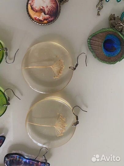 Украшения серьги - крылья бабочки, кулоны