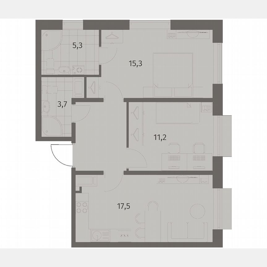 2-к. квартира, 59,8 м², 7/8 эт.