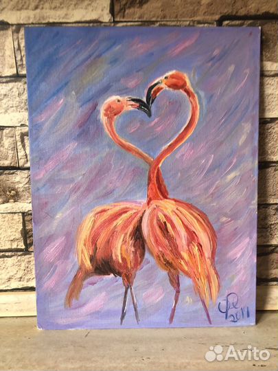 Картина маслом на холсте Лебеди