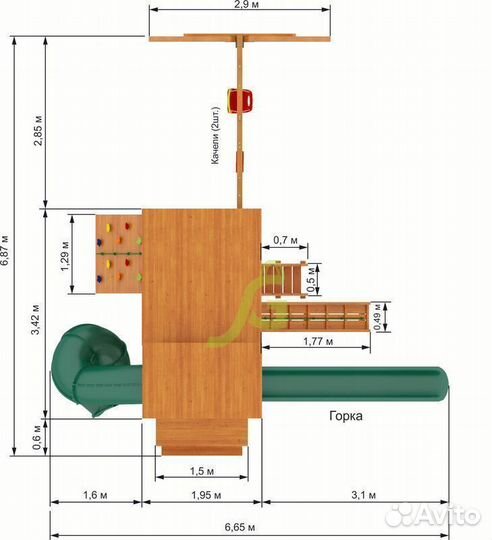 Детская деревянная площадка 