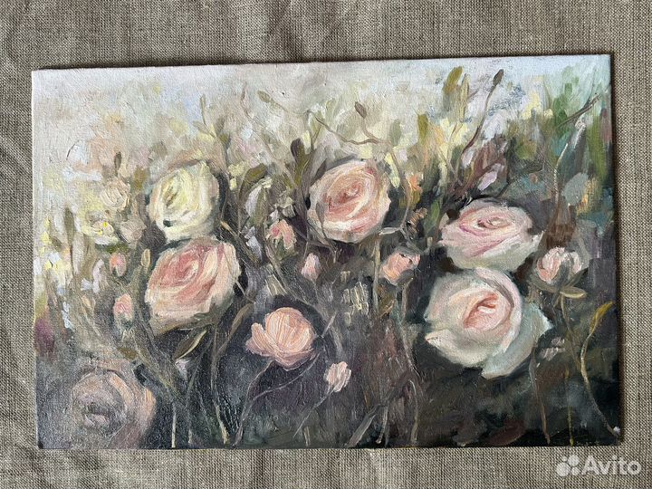 Картина маслом «Кустовые розы»