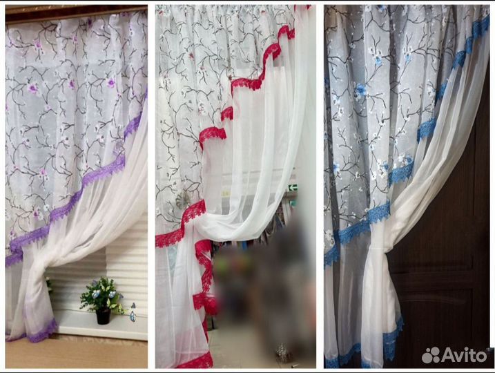 Тюль лёгкие красивые шторы из вуали на кухню