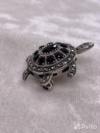 Винтаж брошь черепашка серебро