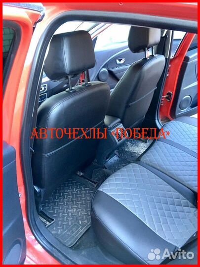 Чехлы Renault Megane 3 из экокожи чёрно-серые Ромб