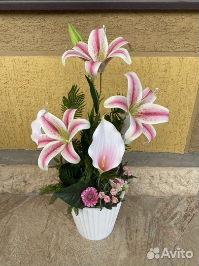 Искусственные цветы. Лилии, розы, георгины, пионы