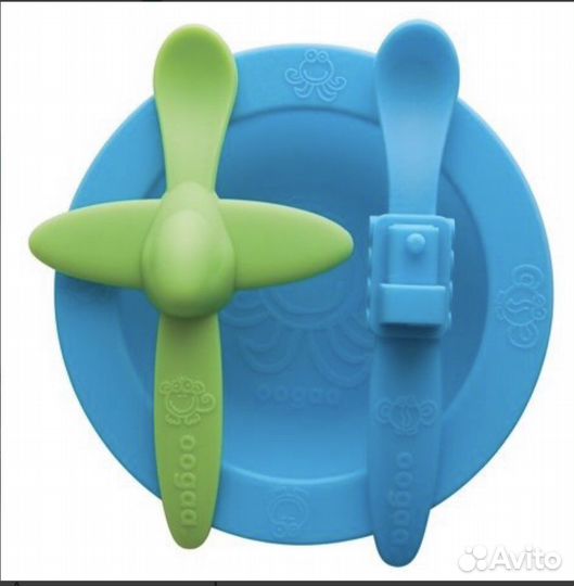 Детская силиконова посуда. Oogaa. Поезд и самолет